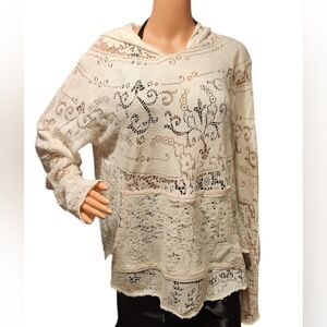 Upcycled Vintage lace hoodie -handmade size M/L